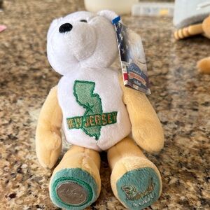 New Jersey Stuffed Bear - White and Tan